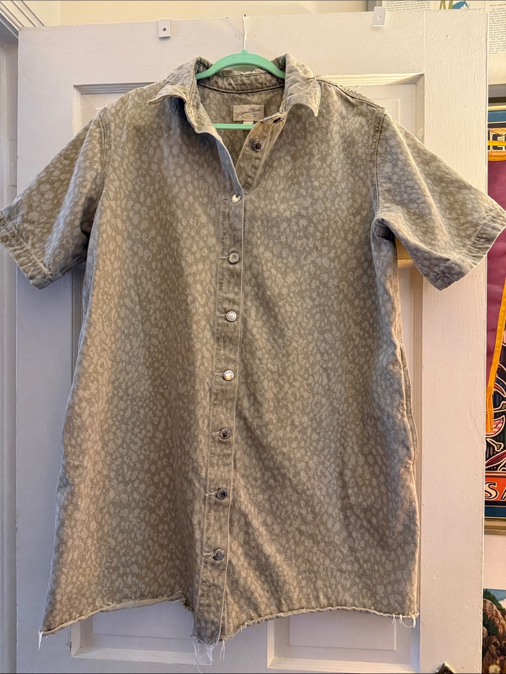Universal Thread leopard Denim Mini Dress in Olive/Tan